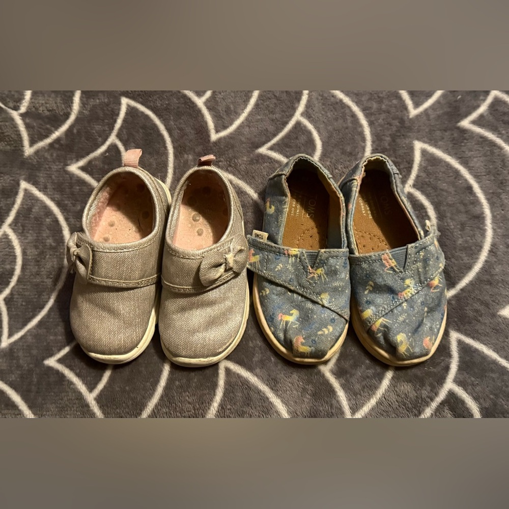 Girls Shoes TOMS toddler size 5 and Carters toddler size 4